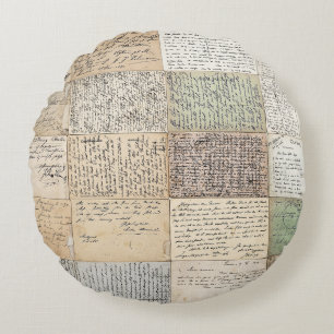 Antique Postcards French Vintage Background Round Cushion