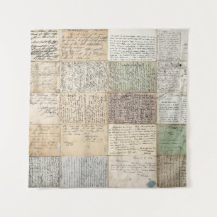 Antique Postcards French Vintage Background Tapestry