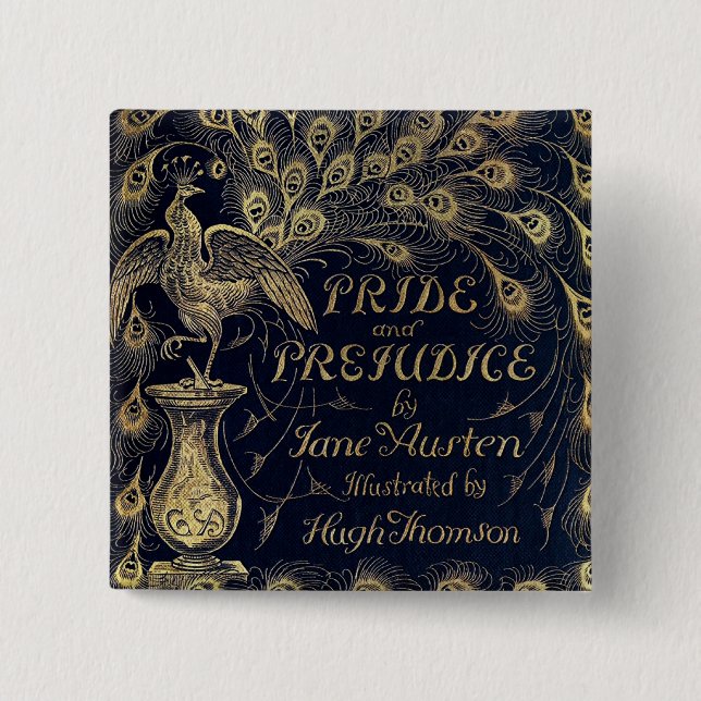 Antique Pride and Prejudice Peacock Edition Cover 15 Cm Square Badge (Front)