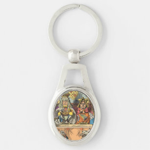 Antique Print of the Alice in Wonderland Courtroom Key Ring
