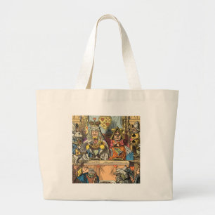 Antique Print of the Alice in Wonderland Courtroom Large Tote Bag