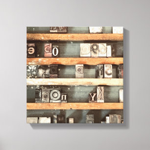 antique printing block stamps canvas print