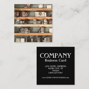 antique printing block stamps square business card