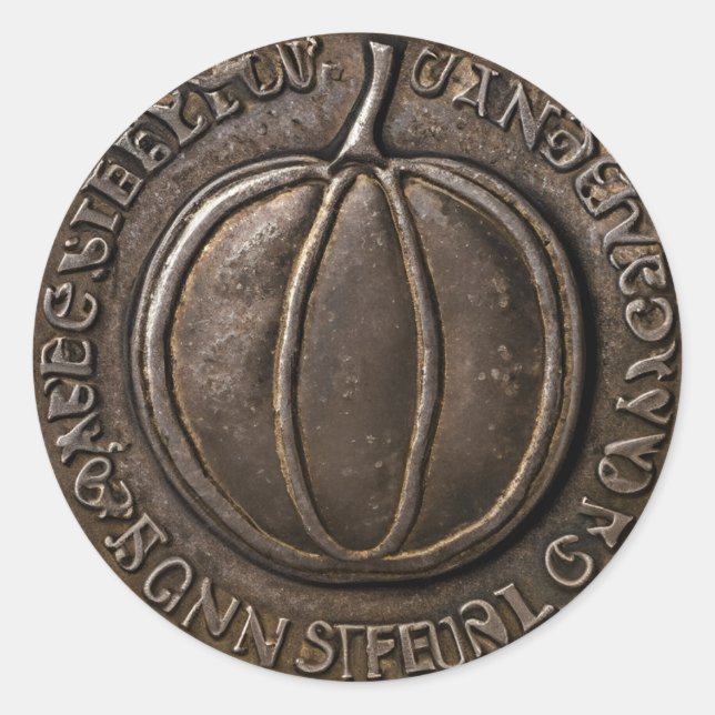 Antique Pumpkin Coin Classic Round Sticker (Front)
