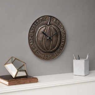 Antique Pumpkin Coin Large Clock