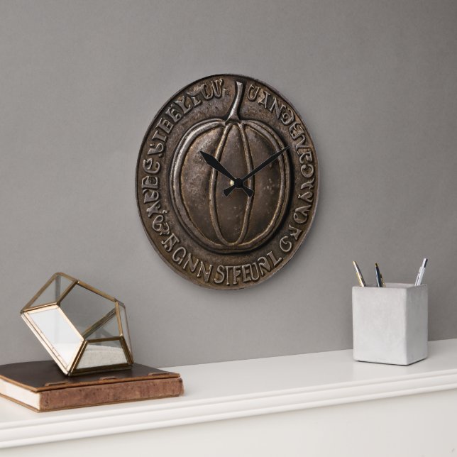 Antique Pumpkin Coin Large Clock (Office)