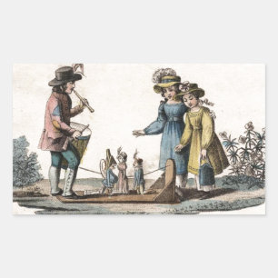 Antique Puppet Children Show Dance Rectangular Sticker