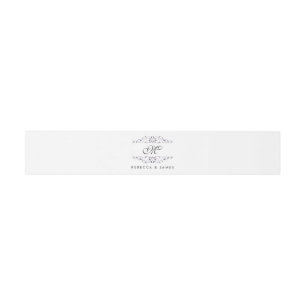 Antique Purple Flourish Monogram Belly Band Invitation Belly Band