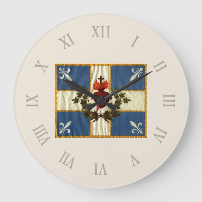 Antique Quebec Flag Carillon Sacred Heart Large Clock (Front)