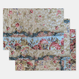 Antique Quilt Wrapping Paper Sheet