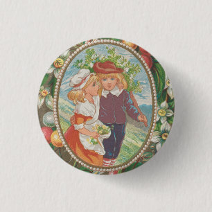 Antique Quirky Valentine, Victorian Era, 1874 3 Cm Round Badge