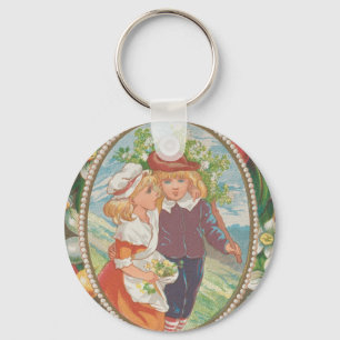 Antique Quirky Valentine, Victorian Era, 1874 Key Ring