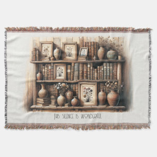 Antique Reads and Blooms Throw Blanket