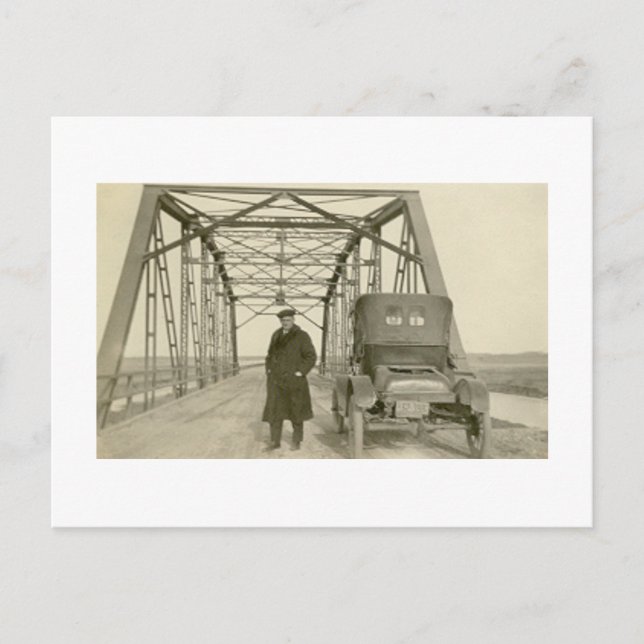 Antique Real Photo Man With Car Postcard (Front)
