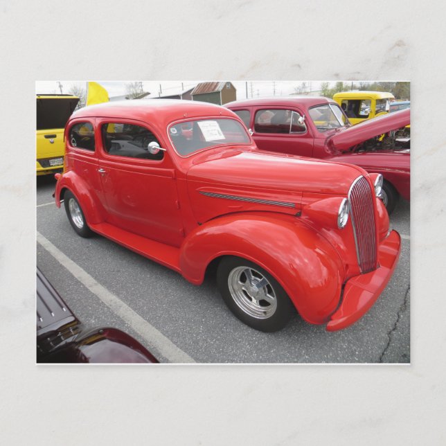 Antique Red Car Postcard (Front)