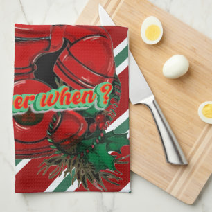 Antique Red Christmas Telephone Coordinating Tea Towel