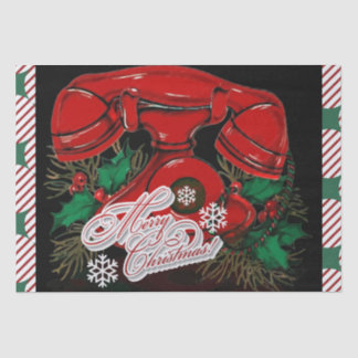 Antique Red Christmas Telephone Gift Tissue Paper