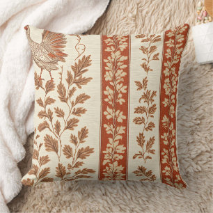 Antique Red Farmhouse Hen Botanical Pattern Cushion