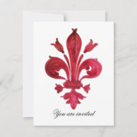 ANTIQUE RED FLEUR DE LIS Damask Gem Monogram