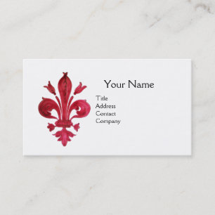 ANTIQUE RED FLEUR DE LIS IN WHITE MONOGRAM  BUSINESS CARD