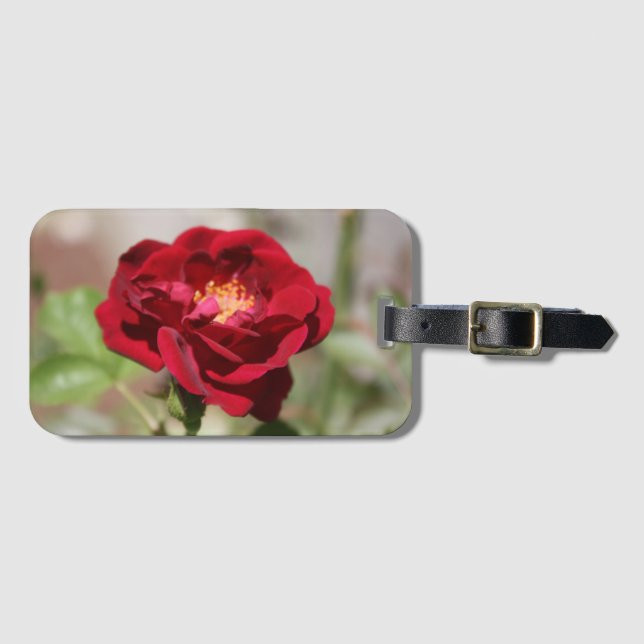Antique Red Rose Luggage Tag (Front Horizontal)