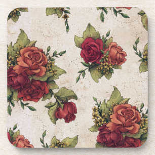 Antique Red Rose Wallpaper Coaster