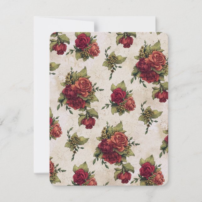 Antique Red Rose Wallpaper Invitation (Front)