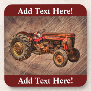 Antique Red Tractor Beverage Coaster