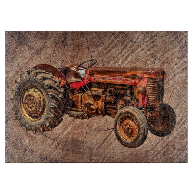 Antique Red Tractor Cutting Board (Front)