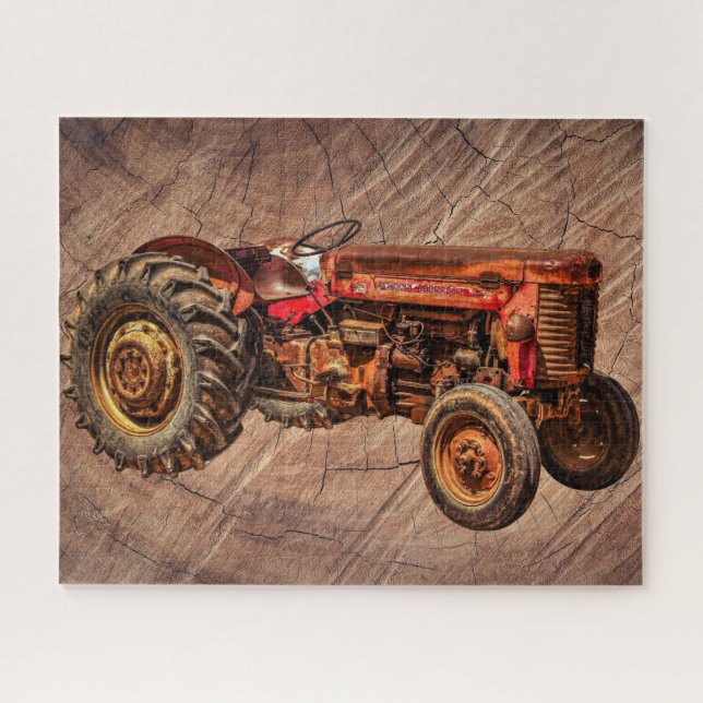Antique Red Tractor Jigsaw Puzzle (Horizontal)