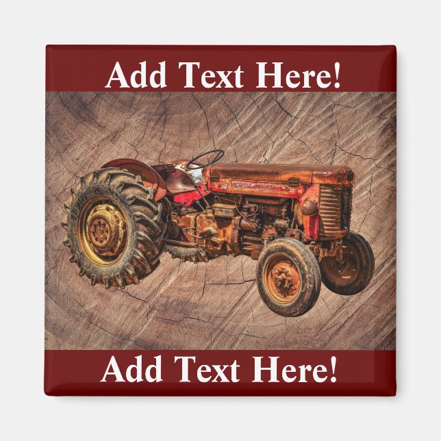 Antique Red Tractor Magnet (Front)