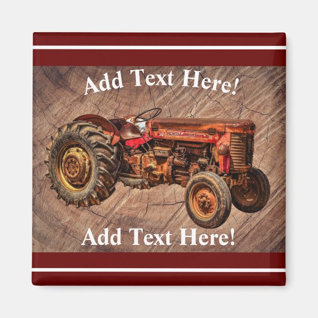 Antique Red Tractor Magnet (Front)