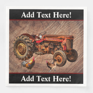 Antique Red Tractor Paper Dinner Napkins