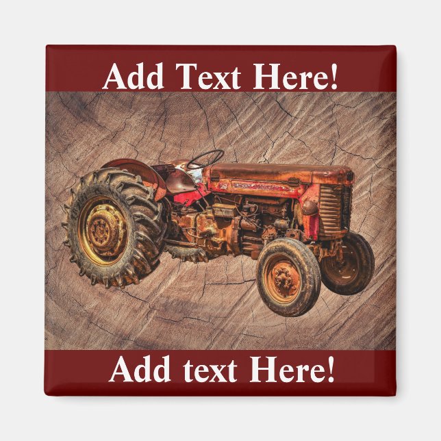 Antique Red Tractor Red Tactor Farm Tractor Magnet (Front)