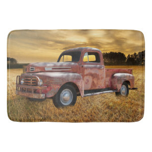 Antique Red Truck Farm Field Bath Mat