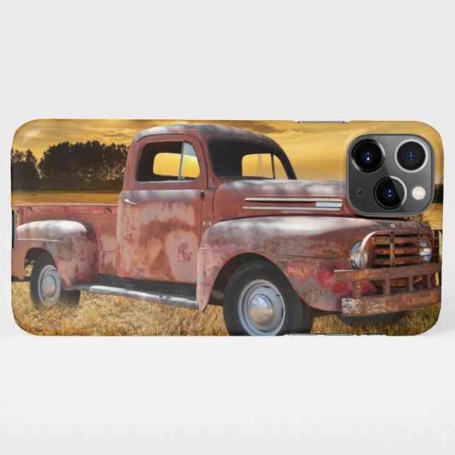 Antique Red Truck Farm Field iPhone Case (Back Horizontal)