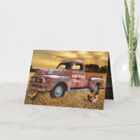 Antique Red Truck Farm Field