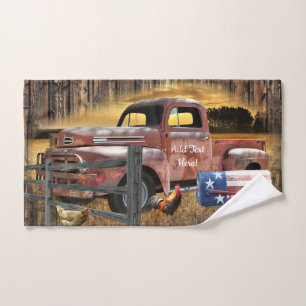 Antique Red Truck Vintage Red Truck Farm Truck Hand Towel