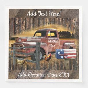 Antique Red Truck Vintage Red Truck Farm Truck Napkin