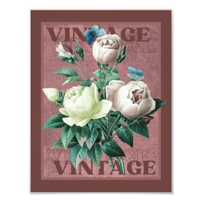 Antique Red Vintage Heirloom Rose Fine Art Print (Front)