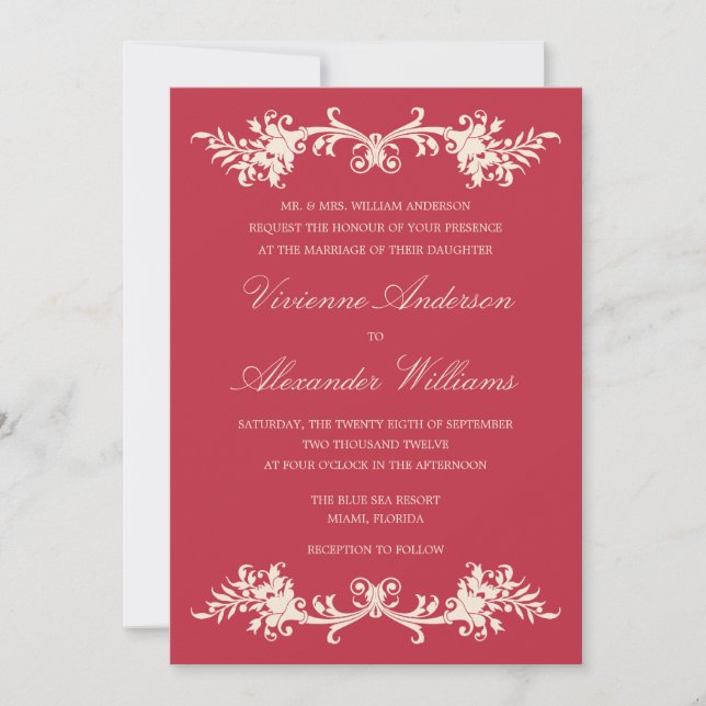 ANTIQUE RED | WEDDING INVITATION (Front)