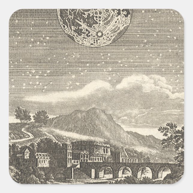 Antique Renaissance Era Moon by Allain Mallet Square Sticker (Front)