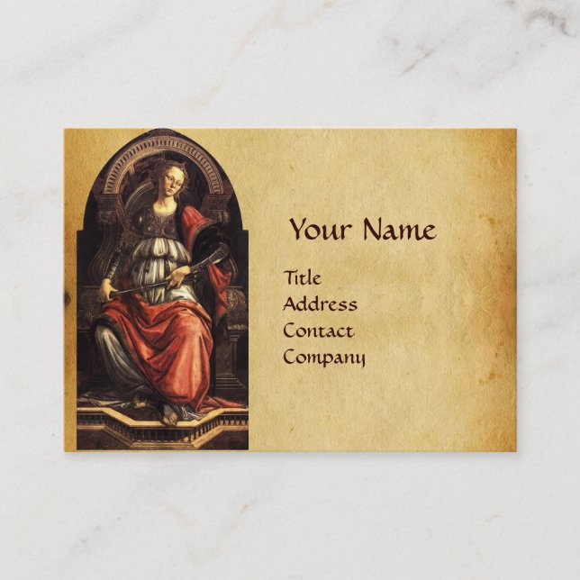 ANTIQUE RENAISSANCE TAROTS 11  FORTITUDE PARCHMENT BUSINESS CARD (Front)