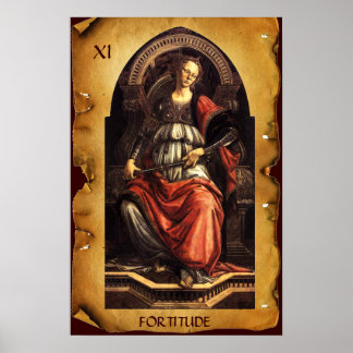 ANTIQUE RENAISSANCE TAROTS 11/ FORTITUDE Parchment Poster