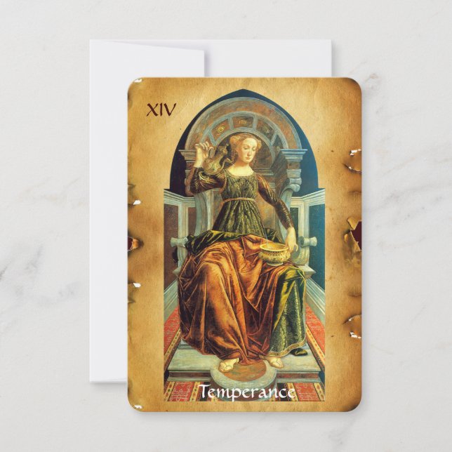 ANTIQUE RENAISSANCE TAROTS 14  / TEMPERANCE ANNOUNCEMENT (Front)