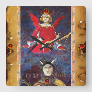ANTIQUE RENAISSANCE TAROTS 15 /THE DEVIL SQUARE WALL CLOCK