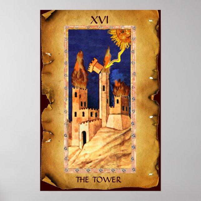 ANTIQUE RENAISSANCE TAROTS  16 / THE TOWER POSTER (Front)