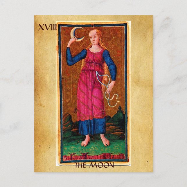 ANTIQUE RENAISSANCE TAROTS 18 / THE MOON POSTCARD (Front)