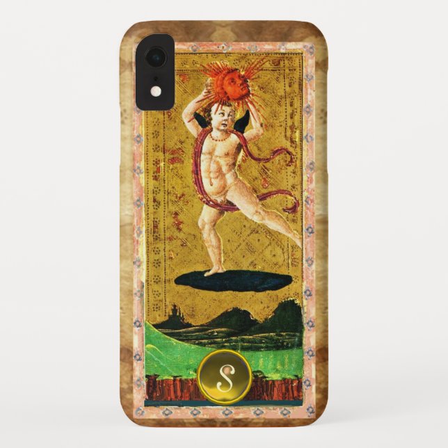 ANTIQUE RENAISSANCE TAROTS 19 THE SUN Gem Monogram Case-Mate iPhone Case (Back)