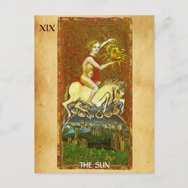 ANTIQUE RENAISSANCE TAROTS 19 / THE SUN POSTCARD (Front)
